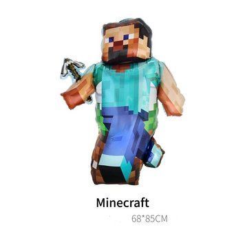Куля фольгована фігурна 85х68 см Стів Minecraft Майнкрафт піксель Синій 06608 фото
