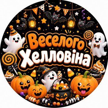 Міні банер артборд 50 см Веселого Хелловіна Цукерки або Життя Чорний і помаранчевий 0007886 фото