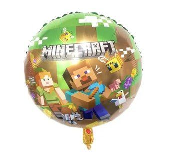 Куля фольгована кругла 18" 45 см з малюнком Minecraft Майнкрафт піксель Коричневий 06618 фото