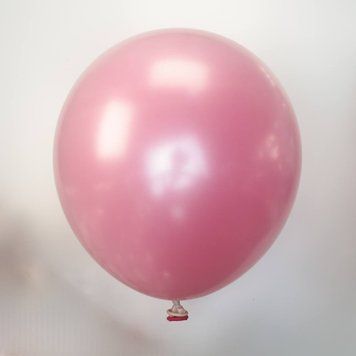 Шары латекс 10" 25 см Дабл стафф Белый металлик на фуксие Упаковка 5 штук 10536 фото