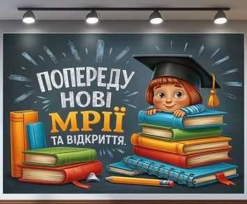 Банер для фотозони Випуск садочок Попереду нові мрії та відкриття Різнокольоровий з вашим написом 0006907 фото