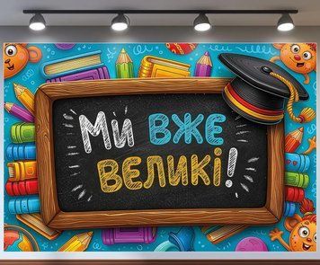 Банер для фотозони Випуск садочок Ми вже великі Різнокольоровий з вашим написом 0006908 фото