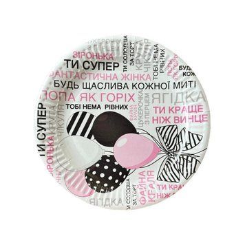 Тарелки праздничные бумажные одноразовые Комплимент 18 см 5 шт Белый с розовым 10961 фото