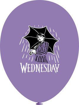 Куля латексна 12" 30 см з малюнком Венсдей Wednesday під дощем Фіолетовий 05069 фото