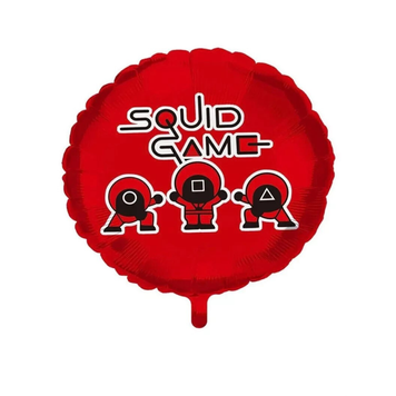 Шар фольгированный круглый 18" 45 см с рисунком Игра в кальмара Squid Game Красный 11968 фото