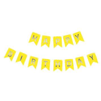 Картонний напис на прапорцях 16 см Happy Birthday Золото на жовтому 2,3 метра 11265 фото