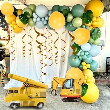 Набір 110 куль для фотозони Транспорт екскаватор та кран Жовтий 03283 фото