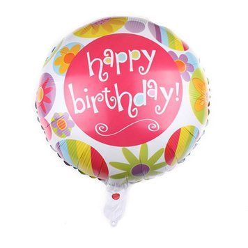 Шар фольгированный круглый 18" 45 см с рисунком Happy birthday Разноцветный 04390 фото