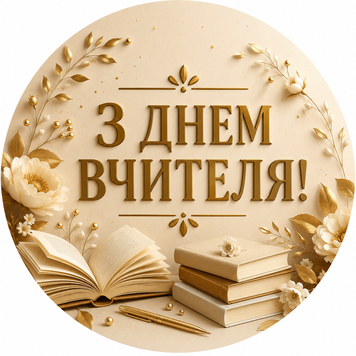 Міні банер артборд 50 см З днем ​​вчителя Книжки Бежевий 0007373 фото