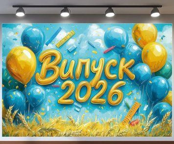Банер для фотозони патріотичний на Випуск 2026 Акварель Жовтий і блакитний 0006921 фото