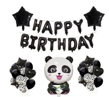 Набір повітряних куль для фотозони Панда Happy birthday Чорний 0002527 фото