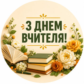Міні банер артборд 50 см З днем ​​вчителя Бежевий та зелений 0007374 фото