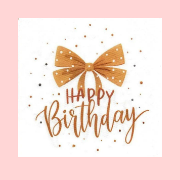 Серветки святкові паперові Happy Birthday Бантик 20 штук Білий 0006656 фото