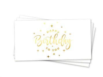 Конверт для грошей Happy Birthday to You Зірочки Білий із золотом 0007426 фото