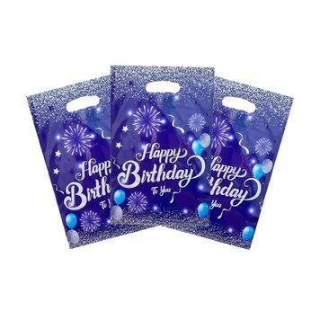 Подарункові пакети Happy Birthday To You Синій і срібло 0008056 фото