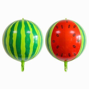 Шар фольгированный сфера 22" 55 см с рисунком Арбуз Зеленый и красный 07106 фото