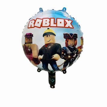 Куля фольгована кругла 18" 45 см з малюнком Герої Роблокс Roblox Блакитний 0007550 фото
