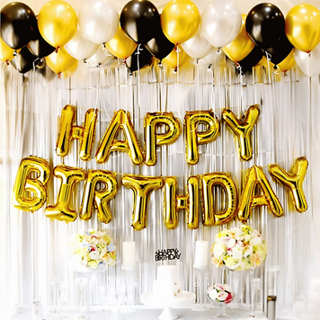 Набір куль для фотозони Блиск з написом Happy birthday Золото 0004424 фото