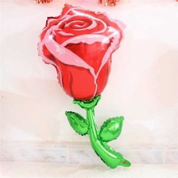 Куля фольгована фігурна 90х39 см Троянда Червоний та зелений 0007517 фото