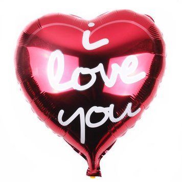 Куля фольгована серце 18" 45 см з написом I love you прописом Червоний 04367 фото