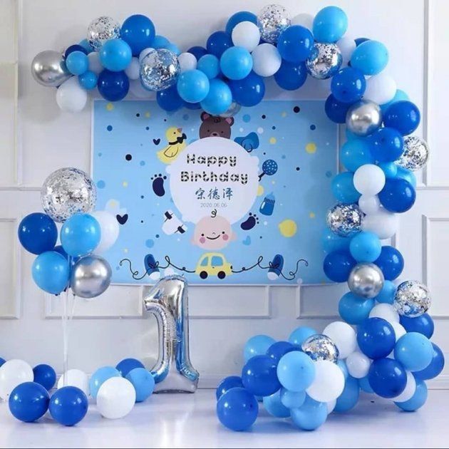 Набор 100 шаров для арки фотозоны с цифрой Мой малыш Синий с голубым 999838388484 фото