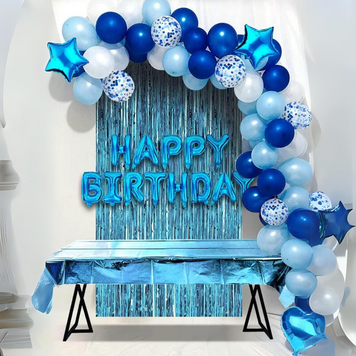 Набор для арки гирлянды из воздушных шаров Happy Birthday голубой 0000135 фото