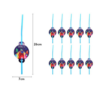 Трубочки для напоїв тематичні святкові Among us Амонг Ас 26 см 10 шт Синій 07424 фото