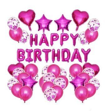 Набір 39 куль для фотозони Подарунок Happy birthday Фуксія 0002462 фото