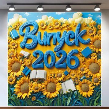 Банер для фотозони на Випуск 2026 Соняшники 120x120 см Жовтий та блакитний 0006744 фото