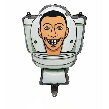 Шар фольгированный фигурный 43х65 см Skibidi Toilet Скибиди туалет Серый 12312 фото
