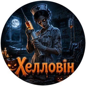 Міні банер артборд 50 см Хелловін Палата №13 Темно-синій і помаранчевий 0007881 фото