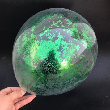 Шары латекс 12" 30 см Прозрачные с мелкими блестящими конфетти Зеленый Упаковка 5 штук 03330 фото