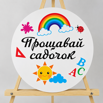 Міні банер артборд 50 см для фотозони на Випуск Прощавай садочок з веселкою Різнокольоровий 0007057 фото