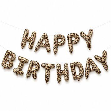 Куля фольгована напис надувний 40 см Happy Birthday Сафарі Леопард 0007721 фото